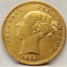 AUSTRALIA 1886 . HALF 1/2 SOVEREIGN . MELBOURNE . GOLD